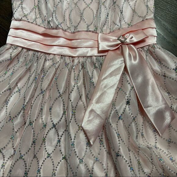 CINDERELLA SWEET & Sparkly Satin Metallic Mesh Overlay Crinoline Party Dress - Picture 2 of 7